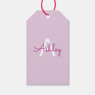 Script Name & Monogram Magenta & Light Purple Gift Tags