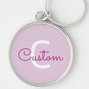 Script Name & Monogram Magenta & Light Purple Keychain