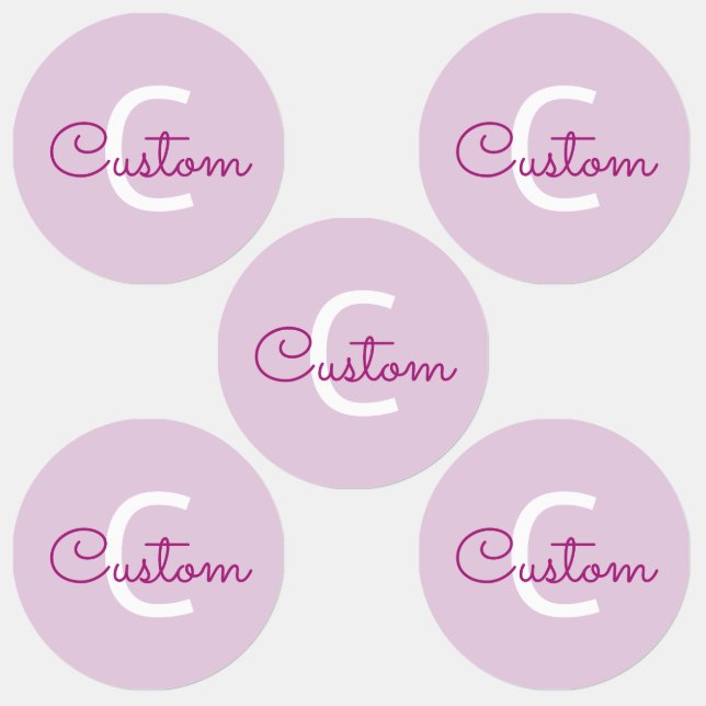 Script Name & Monogram | Magenta & Light Purple Kids' Labels (Group)