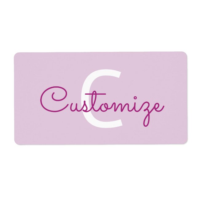 Script Name & Monogram | Magenta & Light Purple Label (Front)