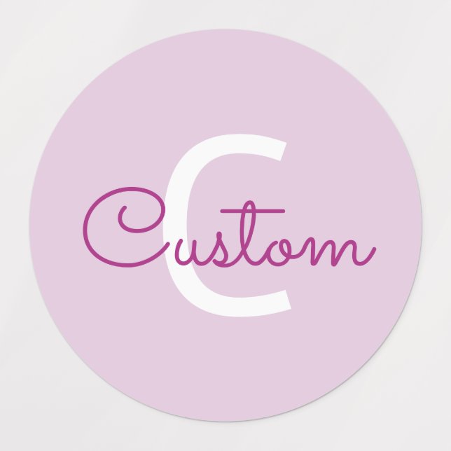 Script Name & Monogram | Magenta & Light Purple Labels (Design 1)