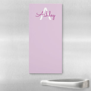 Script Name & Monogram Magenta & Light Purple Magnetic Notepad
