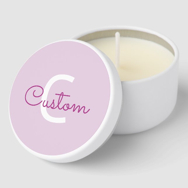 Script Name & Monogram | Magenta & Light Purple Mini Candle Favors (Corner)