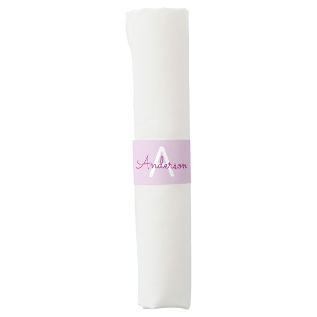 Script Name & Monogram | Magenta & Light Purple Napkin Bands (Front)