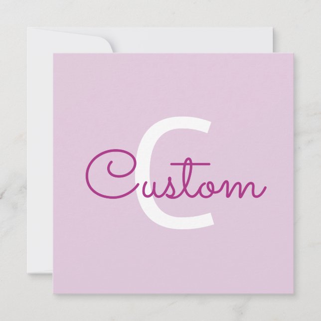 Script Name & Monogram | Magenta & Light Purple Note Card (Front)