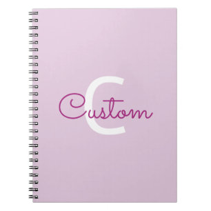 Script Name & Monogram Magenta & Light Purple Notebook