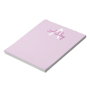 Script Name & Monogram Magenta & Light Purple Notepad