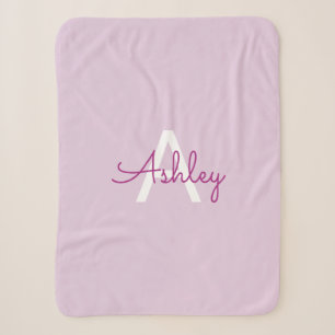 Script Name & Monogram Magenta & Light Purple Sherpa Blanket