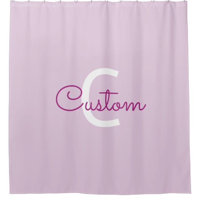 Script Name & Monogram | Magenta & Light Purple Shower Curtain (Front)