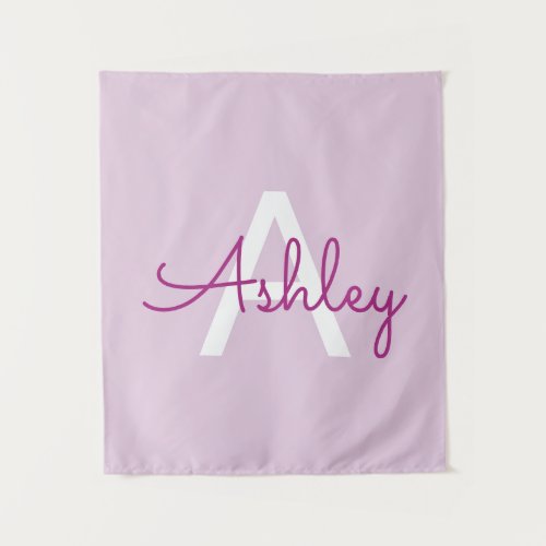 Script Name & Monogram | Magenta & Light Purple Tapestry