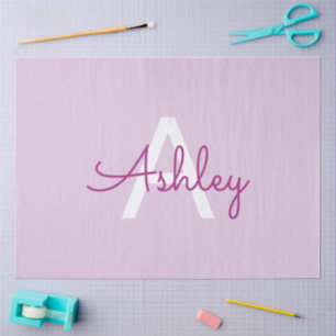 Script Name & Monogram Magenta & Light Purple Tissue Paper