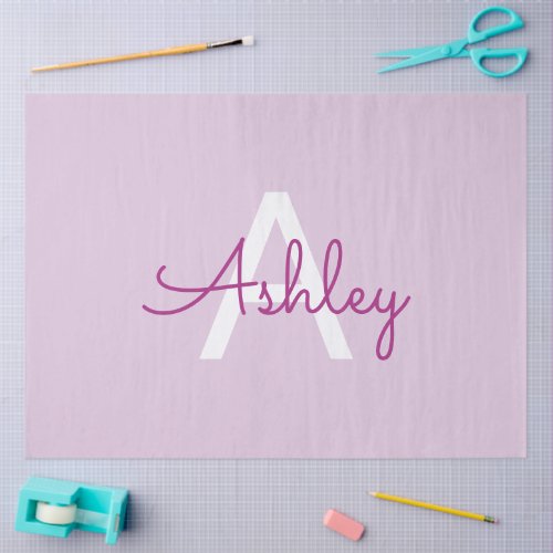 Script Name &amp; Monogram | Magenta &amp; Light Purple Tissue Paper
