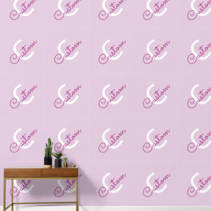 Script Name & Monogram Magenta & Light Purple Wallpaper