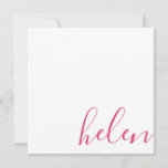 Script Name Note Card<br><div class="desc">This modern and elegant note card featuring script handwriting is a wonderful way to correspond with family and friends. Color and text is fully customizable. The pattern script on the back reads "with love.".</div>