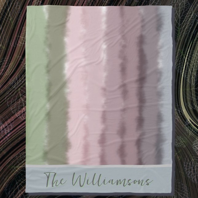 Script name ombre purple green gray stripes modern fleece blanket (Creator Uploaded)