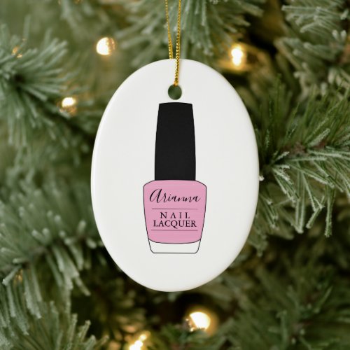 Script Name on Nail Polish Bottle Ceramic Ornament