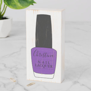 Script Name on Nail Polish Bottle Wooden Box Sign