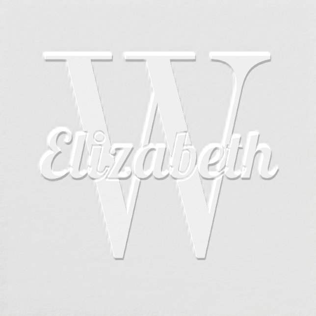 Script Name Over Single Initial #1 Embosser (Design)