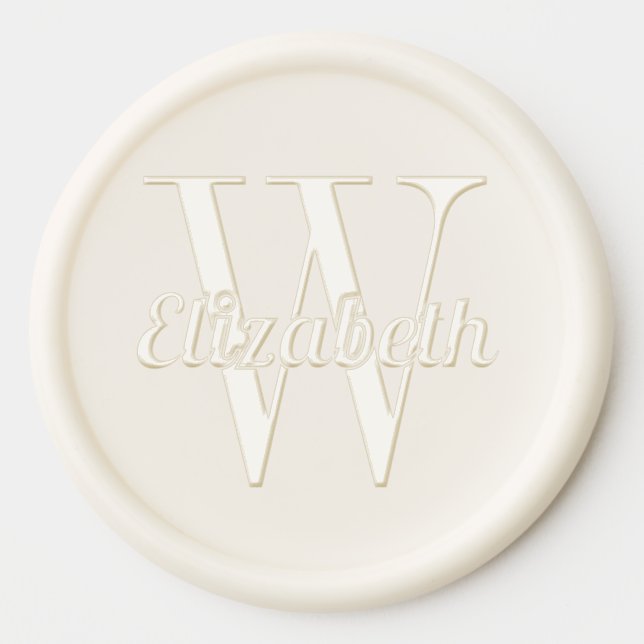 Script Name Over Single Initial #1 Wax Seal Sticker (Front)
