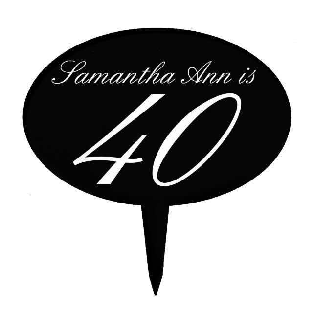 Script Name Personalized 40th Birthday Cake Topper (Front)