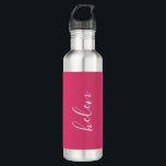 Script Name Personalized Gift Custom Pink Stainless Steel Water Bottle<br><div class="desc">A gorgeous water bottle featuring a custom name in a modern,  elegant script font. In pink and white. Wonderful as a Mother's Day,  holiday,  birthday,  housewarming or bridesmaid gift.</div>