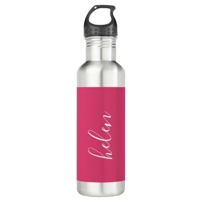 Script Name Personalized Gift Custom Pink Stainless Steel Water Bottle (Front)