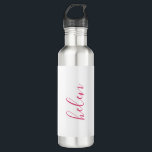 Script Name Personalized Gift Custom Pink Stainless Steel Water Bottle<br><div class="desc">A gorgeous water bottle featuring a custom name in a modern,  elegant script font. In pink and white. Wonderful as a Mother's Day,  holiday,  birthday,  housewarming or bridesmaid gift.</div>