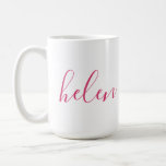Script Name Personalized Gift Custom Pink White Coffee Mug<br><div class="desc">A gorgeous water bottle featuring a custom name in a modern,  elegant script font. In pink and white. Wonderful as a Mother's Day,  holiday,  birthday,  housewarming or bridesmaid gift.</div>