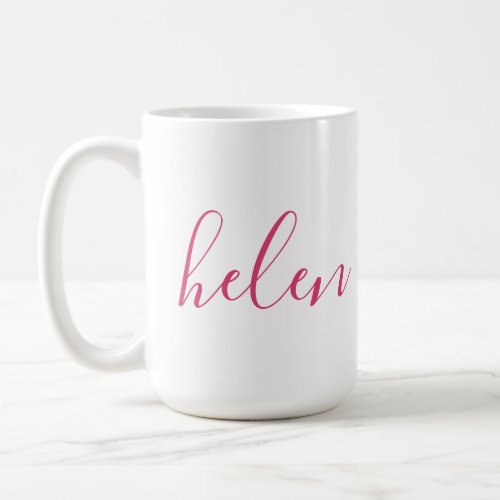 Script Name Personalized Gift Custom Pink White Coffee Mug
