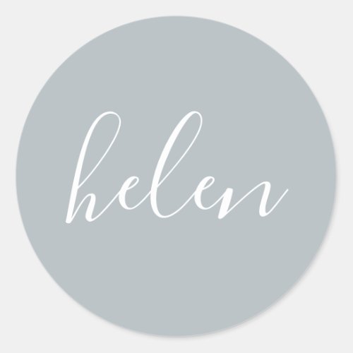 Script Name Personalized Gray Elegant Classic Round Sticker