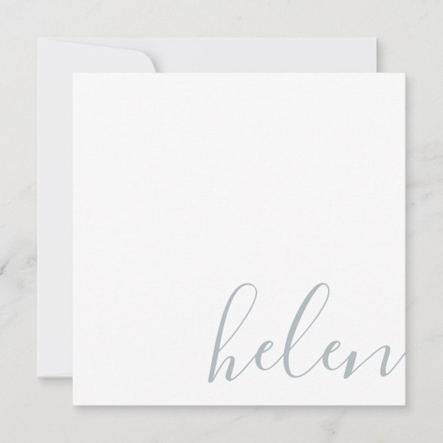 Script Name Personalized Gray Note Card (Front)