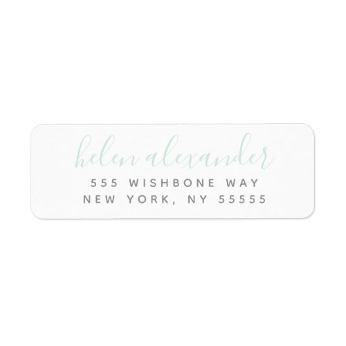 Script Name Personalized Mint Green Address Label