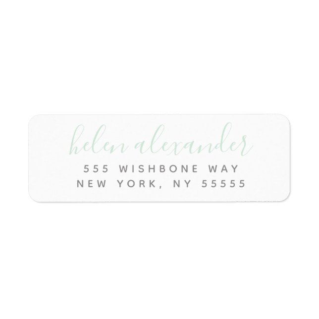 Script Name Personalized Mint Green Address Label (Front)