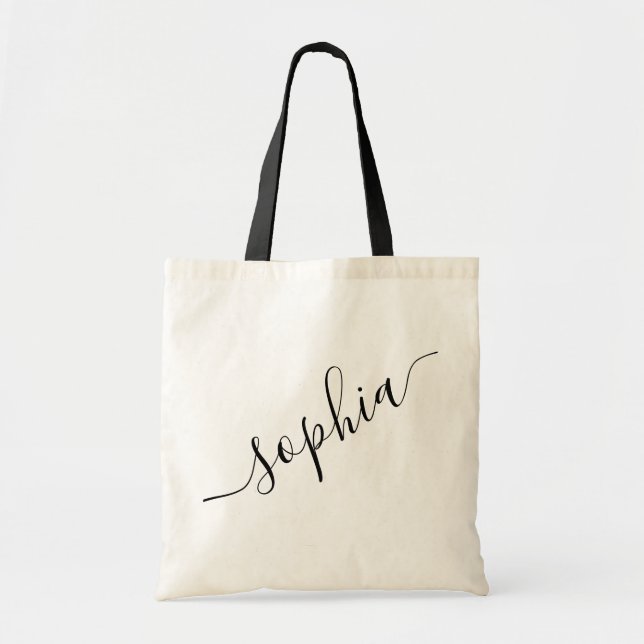 Script Name Personalized Modern Simple Tote Bag (Front)