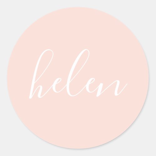 Script Name Personalized Pastel Peach Elegant Classic Round Sticker