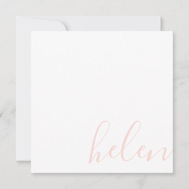 Script Name Personalized Pastel Peach Note Card (Front)