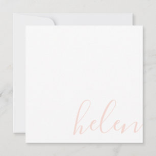 Script Name Personalized Pastel Peach Note Card
