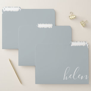 Script Name Personalized White on Grey Elegant File Folder