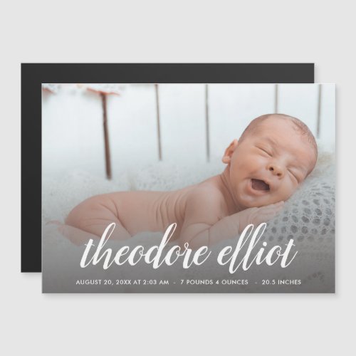 Script Name Photo Magnetic Birth Announcement