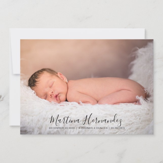 Script Name Photo Overlay Birth Announcement (Front)