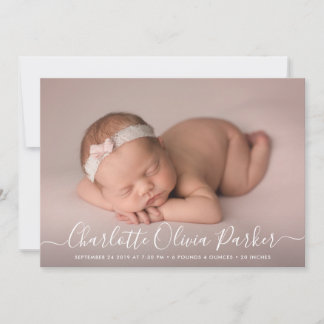 Script Name Photo Overlay Birth Announcement