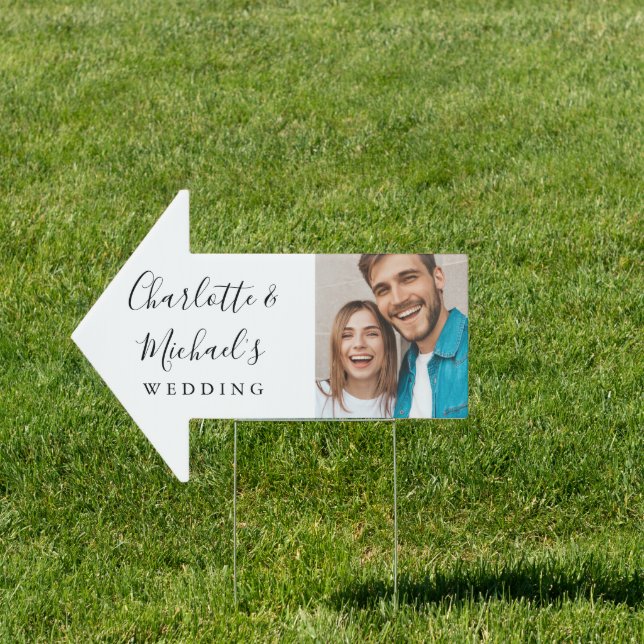 Script Name Photo Wedding This Way Arrow Sign (Insitu)