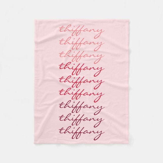 Script Name Rose Gradient Repeating Name Fleece Blanket (Front)