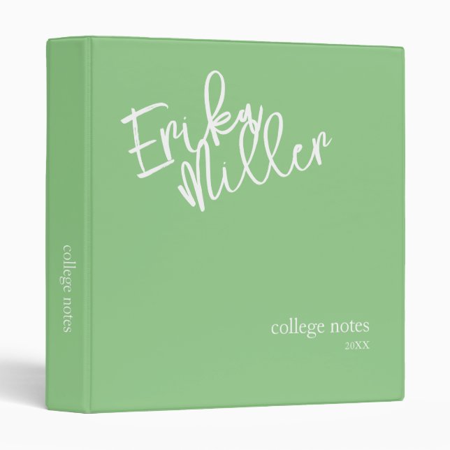 Script Name Sage Green 3 Ring Binder (Front/Spine)