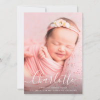 Script Name Simple Modern Baby Birth Announcement