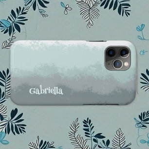 Script name simple ombre teal modern abstract line iPhone 11 pro case