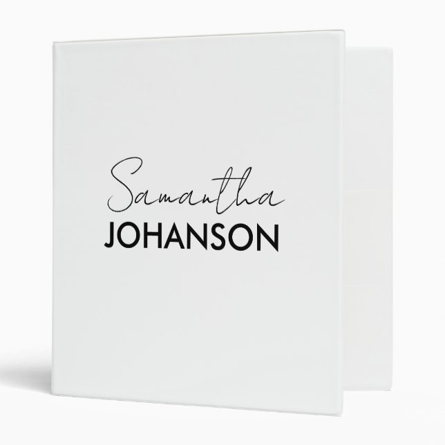 Script Name Sophisticated Minimalist Stationery 3 Ring Binder (Front/Inside)