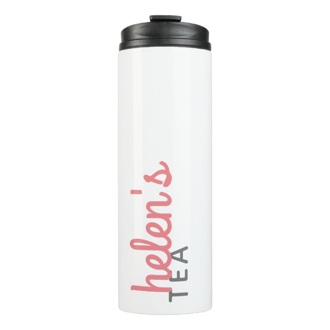 Script Name Tea Tumbler Custom Gift in Pink (Front)