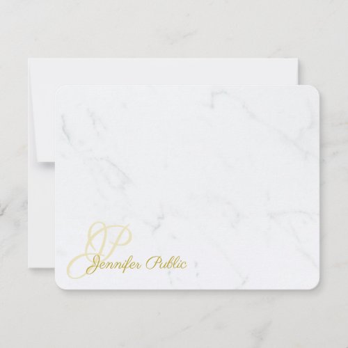 Script Name Text White Marble Template Stationery