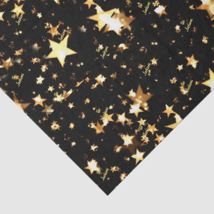 Script Name Tissue Paper Black & Gold Stars